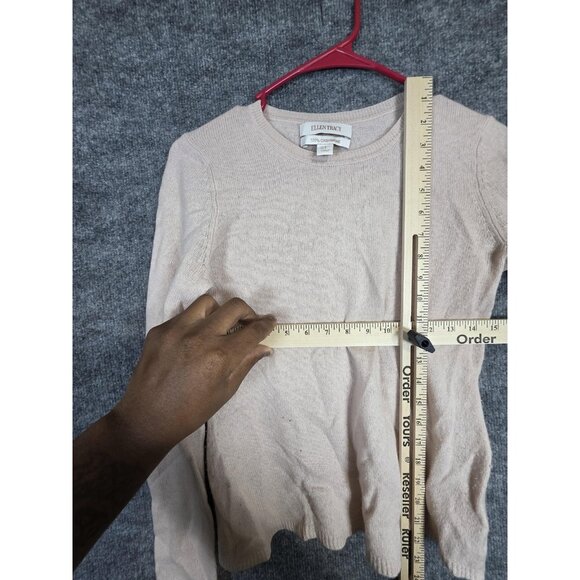 Ellen Tracy Sweater Womens Medium Beige 100% Cashmere Crewneck Pullover Knit - Picture 7 of 11